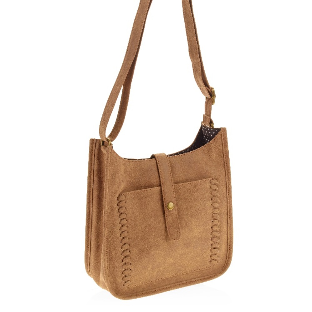 Light Brown Faux Leather Crossbody Bag/Purse